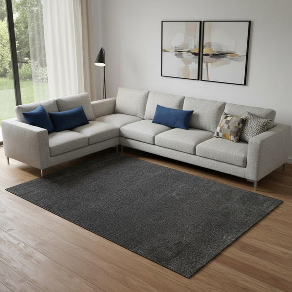 HomeRoots 8' X 10' Black Area Rug - Contemporary Style for Living Spaces, Durable, Low-Maintenance & Versatile! 685131