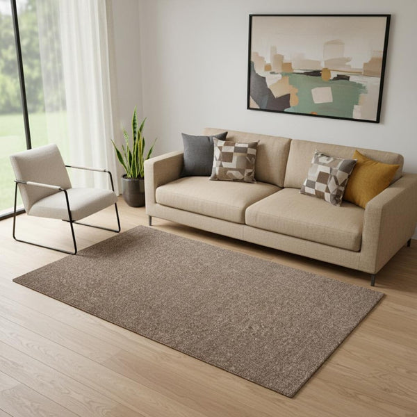 HomeRoots 5' Brown Area Rug - Durable, Soft, and Stylish for Living Rooms, Dining Areas, and Bedrooms 685136