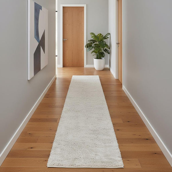 HomeRoots 10' White Flatweave Runner Rug - Durable, Low-Profile Design for High-Traffic Areas & Modern Spaces 685150