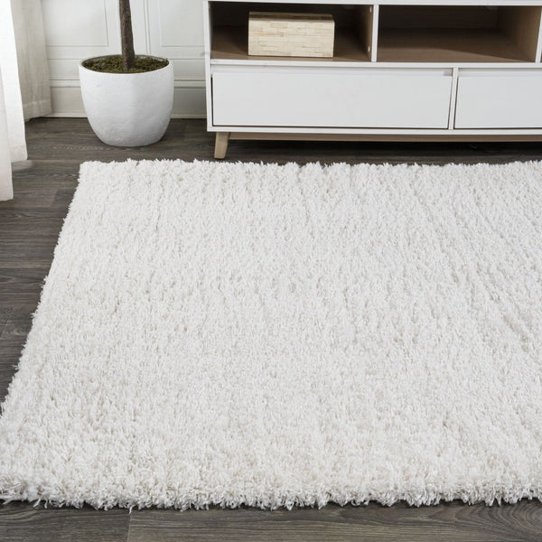 HomeRoots 5' Modern White Flatweave Area Rug - Durable, Easy-Care, Stylish Design for High-Traffic Spaces 685153