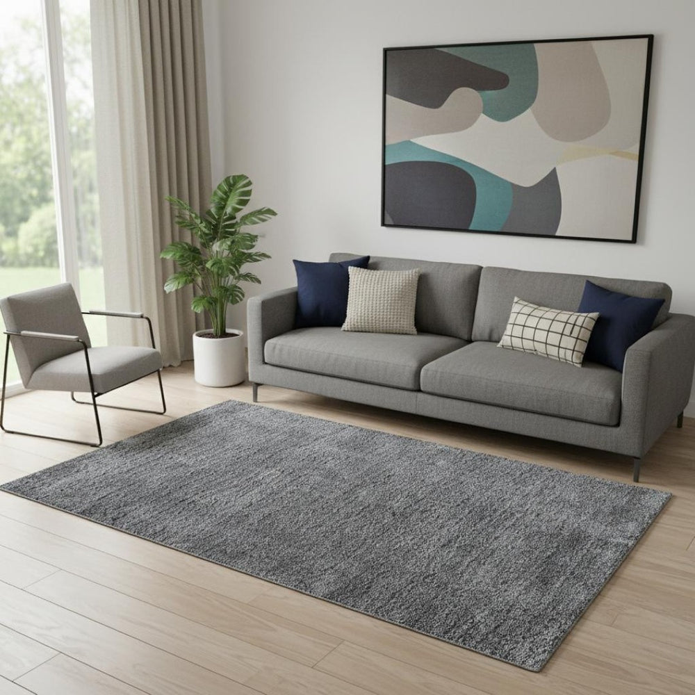 HomeRoots 5' Gray Flatweave Area Rug - Durable, Stylish, and Versatile Foundation for Modern Living Spaces 685158