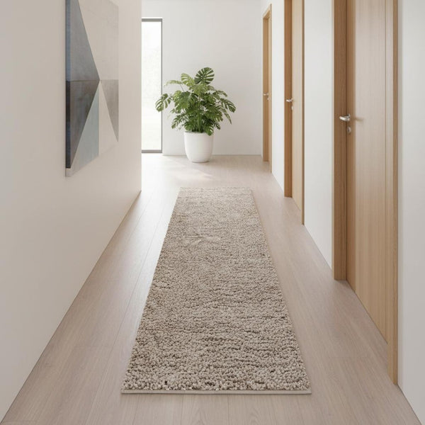 HomeRoots 10' Beige Flatweave Runner Rug - Durable, Low-Maintenance Design for Hallways and Modern Spaces 685160