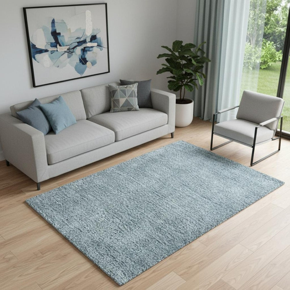 HomeRoots 5' Turquoise Flatweave Area Rug - Modern, Durable, Stain-Resistant Design for Stylish Living Spaces 685173