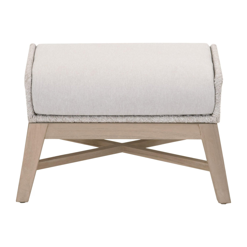 Essentials for Living Tapestry Outdoor Footstool Woven Rope Teak Legs All Weather Cushion Patio Accent 6851FS.WTA/PUM/W-ET