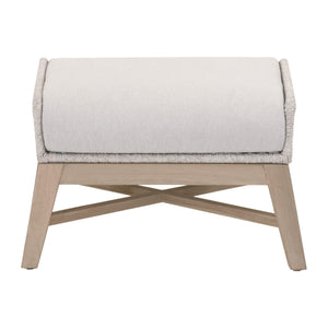 Essentials for Living Tapestry Outdoor Footstool Woven Rope Teak Legs All Weather Cushion Patio Accent 6851FS.WTA/PUM/W-ET