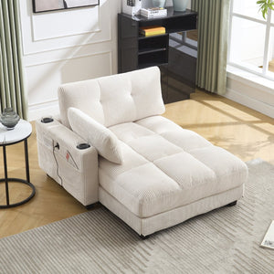 English Elm United Cozy Cloud Sleeper Sofa Bed & Oversized Chaise Lounge With Usb, Storage & Cup Holders W1568S00161-GIGA