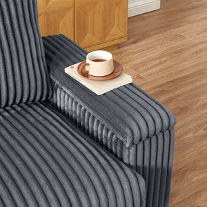 English Elm 71" Plush Corduroy Sofa with Hidden Armrest Storage, USB Charging Port, Solid Wood Frame Comfort Dark Gray W3817P375162
