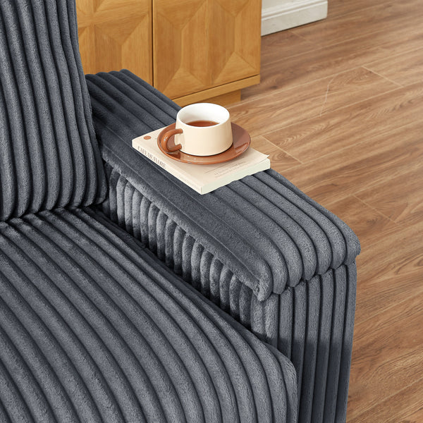 English Elm 71" Plush Corduroy Sofa with Hidden Armrest Storage, USB Charging Port, Solid Wood Frame Comfort Dark Gray W3817P375162