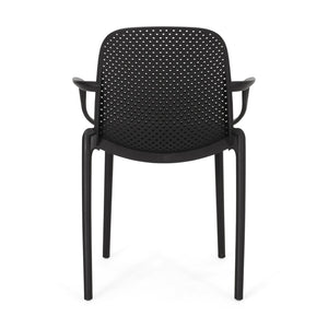 English Elm Gardenia Outdoor Dining Chair Perforated Weather Resistant Plastic Patio Seat 68521.00BLK