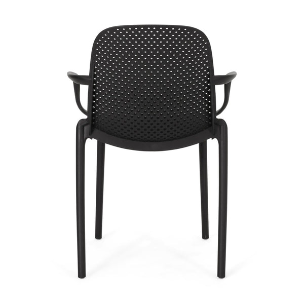 English Elm Gardenia Outdoor Dining Chair Perforated Weather Resistant Plastic Patio Seat 68521.00BLK