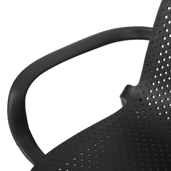 English Elm Gardenia Outdoor Dining Chair Perforated Weather Resistant Plastic Patio Seat 68521.00BLK