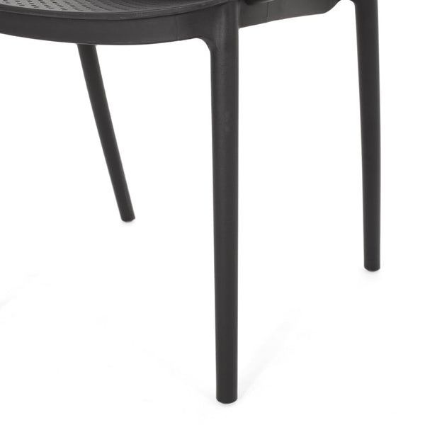 English Elm Gardenia Outdoor Dining Chair Perforated Weather Resistant Plastic Patio Seat 68521.00BLK