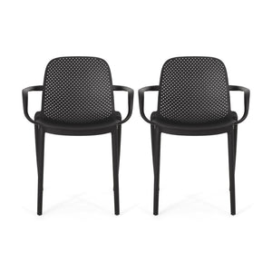 English Elm Gardenia Outdoor Dining Chair Perforated Weather Resistant Plastic Patio Seat 68521.00BLK