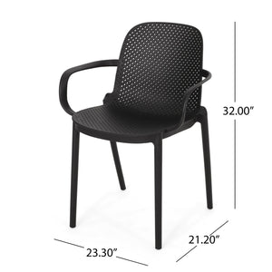 English Elm Gardenia Outdoor Dining Chair Perforated Weather Resistant Plastic Patio Seat 68521.00BLK