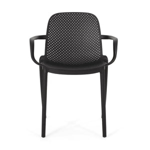 English Elm Gardenia Outdoor Dining Chair Perforated Weather Resistant Plastic Patio Seat 68521.00BLK