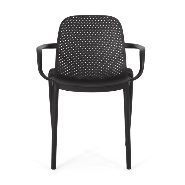 English Elm Gardenia Outdoor Dining Chair Perforated Weather Resistant Plastic Patio Seat 68521.00BLK