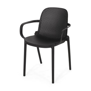 English Elm Gardenia Outdoor Dining Chair Perforated Weather Resistant Plastic Patio Seat 68521.00BLK