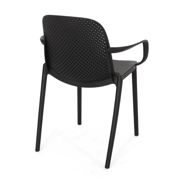 English Elm Gardenia Outdoor Dining Chair Perforated Weather Resistant Plastic Patio Seat 68521.00BLK