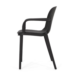 English Elm Gardenia Outdoor Dining Chair Perforated Weather Resistant Plastic Patio Seat 68521.00BLK