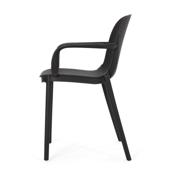 English Elm Gardenia Outdoor Dining Chair Perforated Weather Resistant Plastic Patio Seat 68521.00BLK