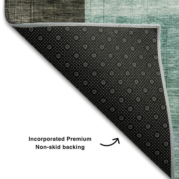 HomeRoots 10' Abstract Geometric Washable Area Rug in Brown, Blue & Green - UV Protected for Easy Care & Style 685252