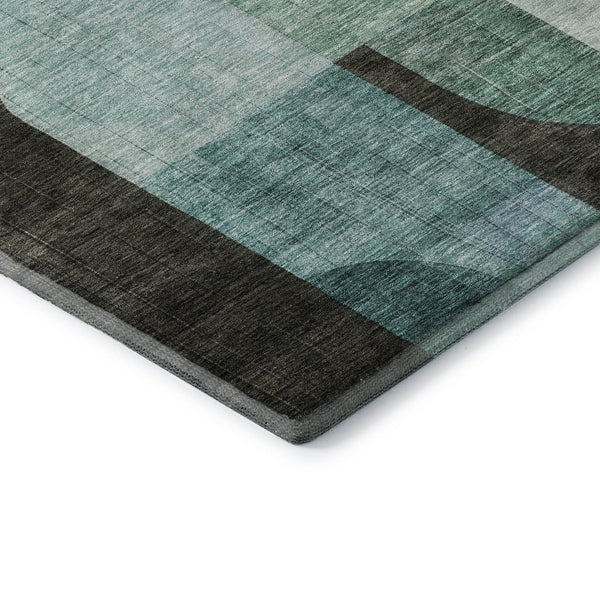 HomeRoots 10' Abstract Geometric Washable Area Rug in Brown, Blue & Green - UV Protected for Easy Care & Style 685252