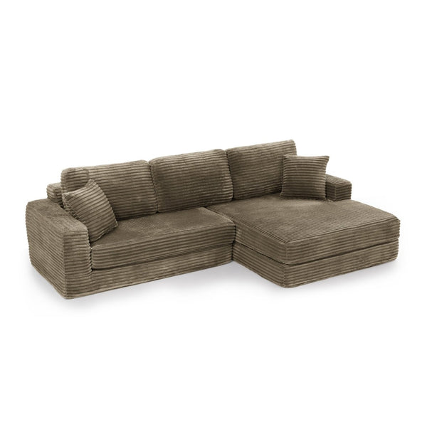 English Elm Right Modular Corduroy Sectional Sofa Converts to Queen Bed for Small Space Living W487S00361