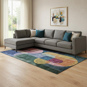 HomeRoots 8' X 10' Vibrant Abstract Geometric Washable Area Rug – UV Protected, Stain Resistant, Durable Design 685256