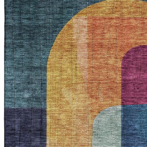 HomeRoots 8' X 10' Vibrant Abstract Geometric Washable Area Rug – UV Protected, Stain Resistant, Durable Design 685256