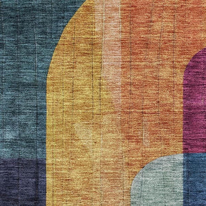 HomeRoots 10' Modern Abstract Geometric Area Rug in Green, Blue & Pink – Washable, UV Protected & Stain Resistant! 685258