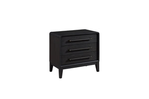 English Elm 3 Solid Wood Nightstand with USB Charging Port and Three Storage Drawers, Custom Hardware Appeal Black 31.5 L x 20.5 W x 25.75 H B2699P237490