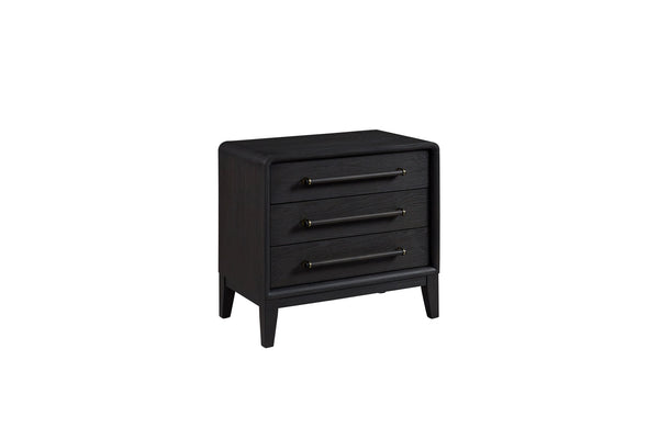 English Elm 3 Solid Wood Nightstand with USB Charging Port and Three Storage Drawers, Custom Hardware Appeal Black 31.5 L x 20.5 W x 25.75 H B2699P237490