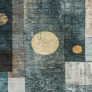 HomeRoots 5' X 8' Teal Brown Ivory Geometric Area Rug - Washable, UV-Protected, Stylish & Durable Floor Covering 685260