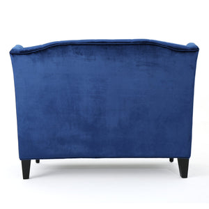 English Elm Christopher Knight Home® - LOVESEAT wingback velvet button-tufted diamond stitch loveseat with plush comfort and durable sheen Navy Blue 61186.00NVLTNBL