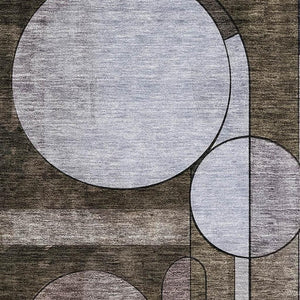 HomeRoots 5' X 8' Stylish Brown Blue Beige Geometric Area Rug - Washable, UV Protected, Stain Resistant Design 685278