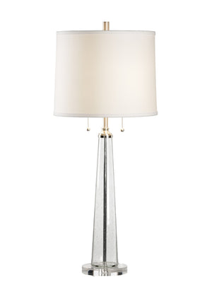 Chelsea House Bubble Bubble Glass Column Lamp By Lisa Kahn — 36" Crystal Bubbled Column With Polished Nickel Accents, Statement Piece 68528