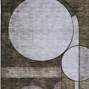 HomeRoots 8' X 10' Contemporary Geometric Washable Area Rug - Durable, UV-Protected, Easy Care for Homes 685280