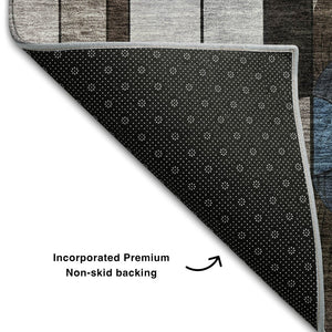 HomeRoots 9' X 12' Stylish Brown Blue Beige Geometric Washable Area Rug with UV Protection for Busy Homes 685281