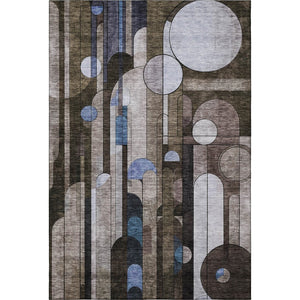 HomeRoots 9' X 12' Stylish Brown Blue Beige Geometric Washable Area Rug with UV Protection for Busy Homes 685281