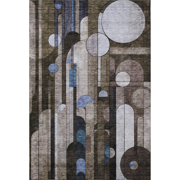 HomeRoots 9' X 12' Stylish Brown Blue Beige Geometric Washable Area Rug with UV Protection for Busy Homes 685281