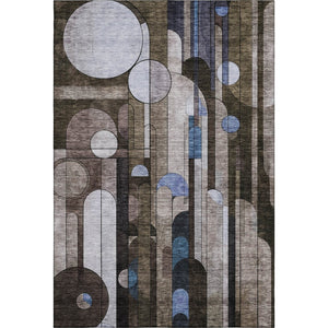 HomeRoots 10' Stylish Geometric Area Rug in Brown, Blue & Beige - Washable, UV Protected, Stain Resistant Design 685282