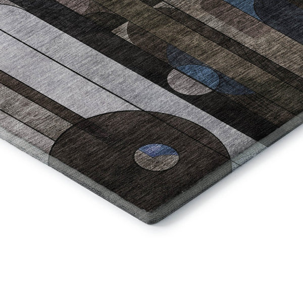 HomeRoots 10' Stylish Geometric Area Rug in Brown, Blue & Beige - Washable, UV Protected, Stain Resistant Design 685282