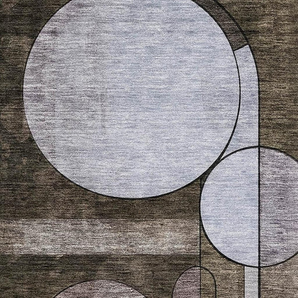 HomeRoots 10' Stylish Geometric Area Rug in Brown, Blue & Beige - Washable, UV Protected, Stain Resistant Design 685282