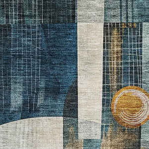 HomeRoots 9' X 12' Teal Copper Beige Washable Area Rug - Stain Resistant, UV Protected, Stylish & Durable! 685287