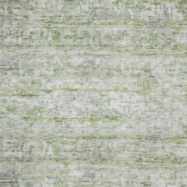 HomeRoots 5' X 8' Stylish Artichoke Green & Gray Striped Washable Area Rug with UV Protection for Homes 685357
