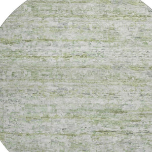 HomeRoots 8' Artichoke Green & Gray Striped Washable Round Rug with UV Protection for Stylish Spaces 685358