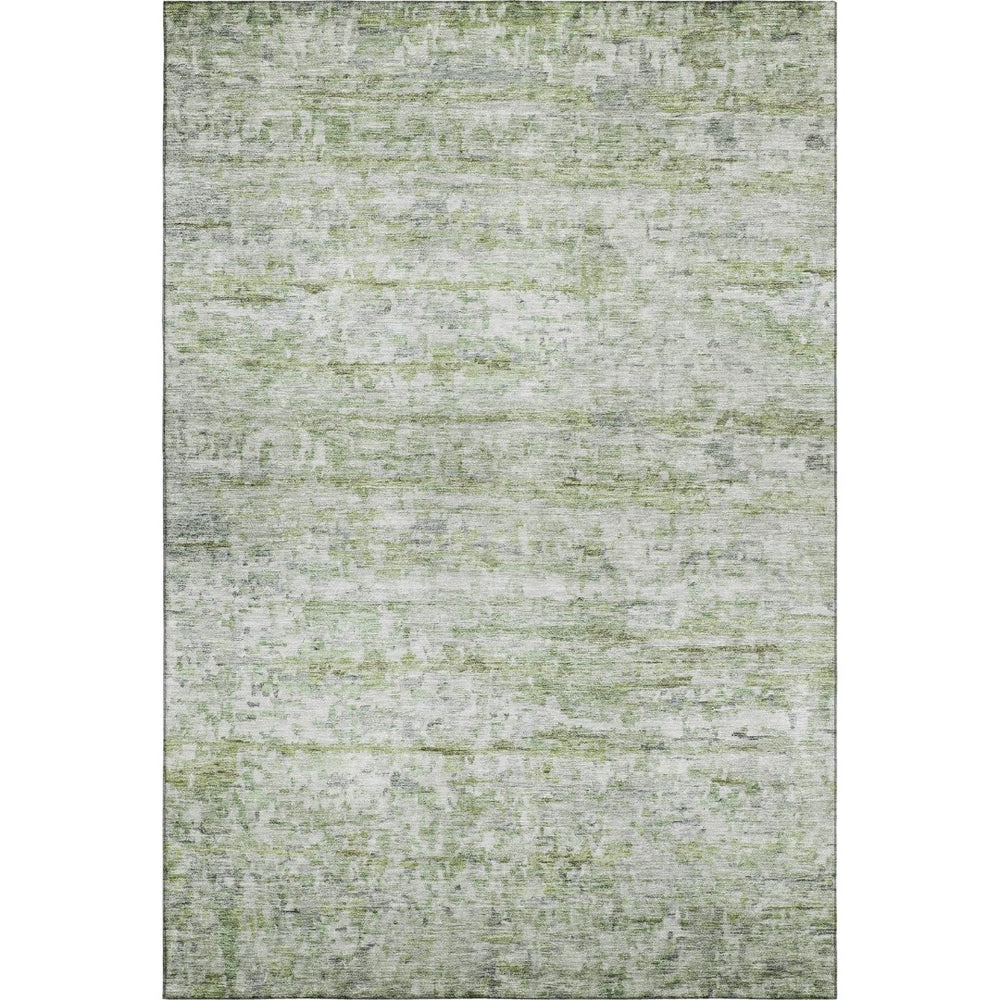 HomeRoots 8' X 10' Artichoke Green & Gray Striped Washable Area Rug - UV Protected, Stain Resistant & Stylish! 685359