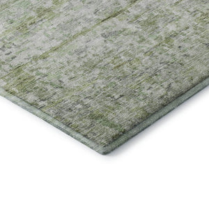 HomeRoots 8' X 10' Artichoke Green & Gray Striped Washable Area Rug - UV Protected, Stain Resistant & Stylish! 685359
