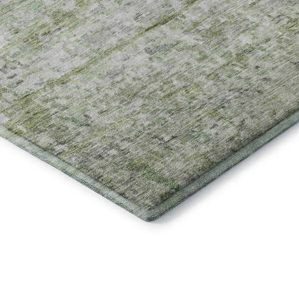 HomeRoots 8' X 10' Artichoke Green & Gray Striped Washable Area Rug - UV Protected, Stain Resistant & Stylish! 685359