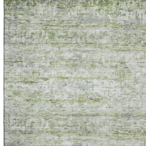 HomeRoots 8' X 10' Artichoke Green & Gray Striped Washable Area Rug - UV Protected, Stain Resistant & Stylish! 685359